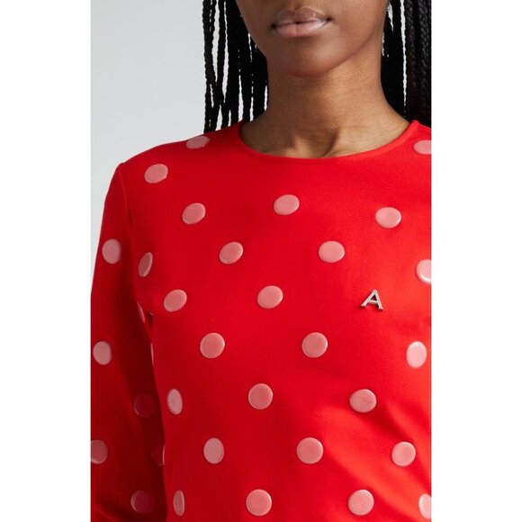 NWOT AREA POLKA DOT LONG SLEEVE MINI RED DRESS SIZE S - Picture 14 of 14